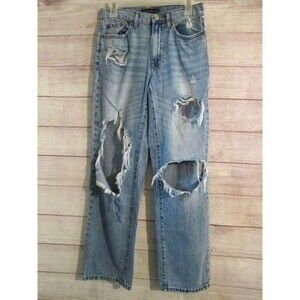 Aeropostale Skater Jeans Women's Size 2 Light Blue Distressed Cotton Denim